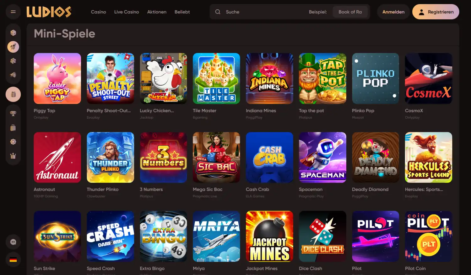 Ludios Casino Minispiele und Crash-Formate