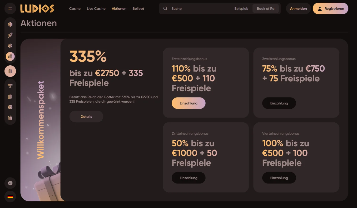 Ludios Casino Boni und Aktionen