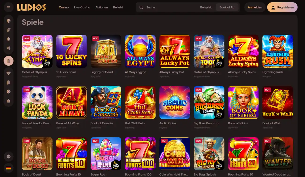 Ludios Casino Slots und Jackpots