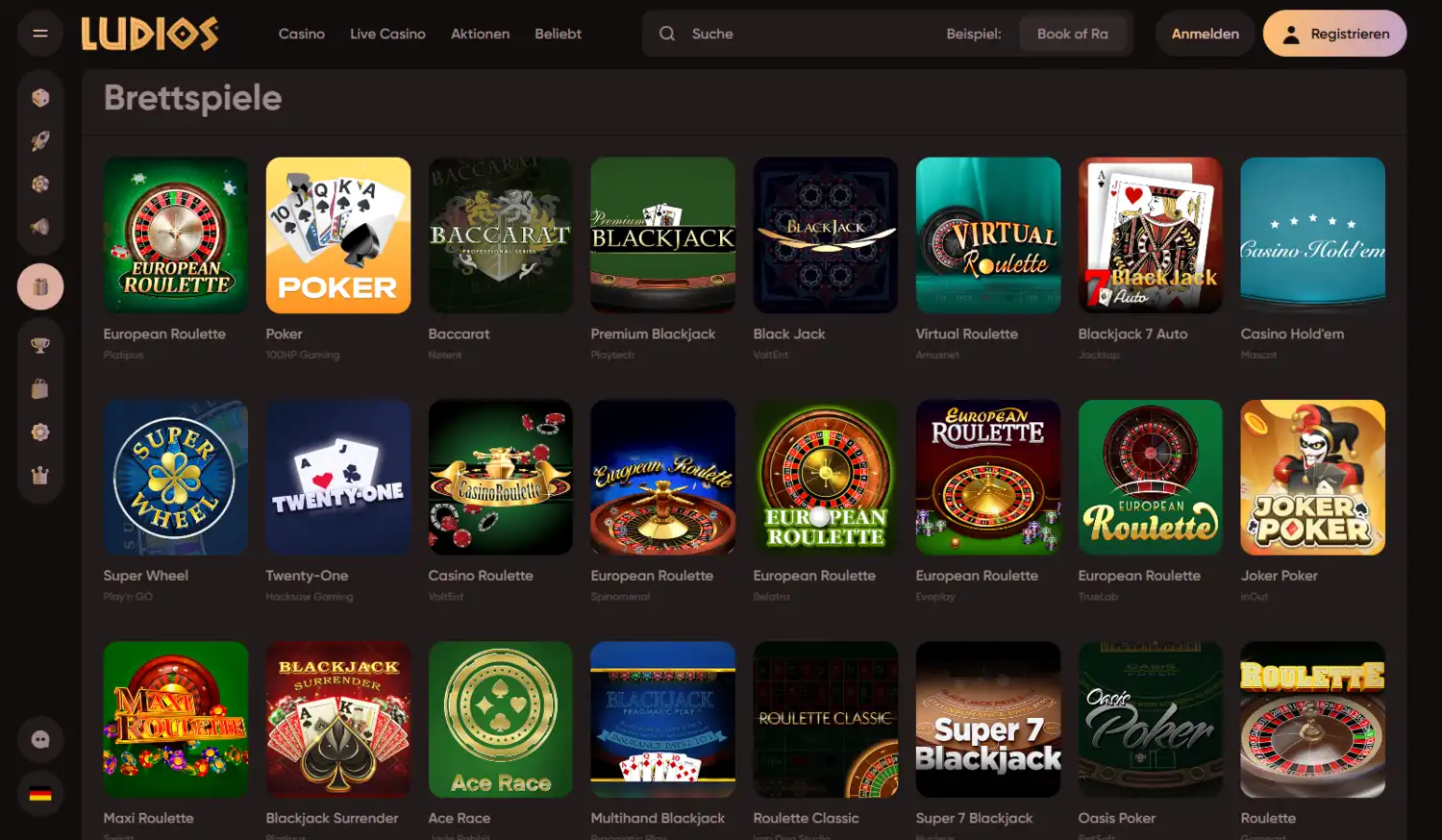 Ludios Casino Tischspiele und Video Poker